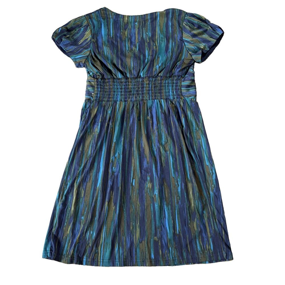 Vintage Y2K Signature by Robbie Bee Sz 1X Blue Teal Abstract Surplice Dress - Picture 3 of 10